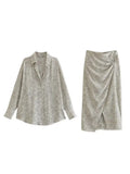2023 Women Summer 2 pieces sets Fashion Print Blouses Shirts Tops and Skirts Female Casual Elegant Suits Clothing-Outfit
