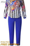 2 Piece Set African Clothes Africa 2023 Dashiki Fashion Print Dresses Suit Bazin Top Pants Elastic Party Plus Size Clothing-Outfit