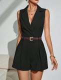 New Temperament Commuting Folded Short-Legged Suit Jumpsuit Trousers Women's