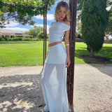 Women's Clothing 2025 Summer New Fashion Shoulder Dress Sexy Body Repair Net Yarn Spliced Half-Body Skirt