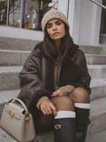 Women's 2025 Spring And Autumn New Casual Fur One-Bried Double-Sided Jacket Jacket