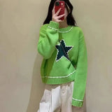 Winter Casual Knitting Long Sleeve Heart Appliques Pullovers For Women Vintage Loose Fit Grey Knitwear Sweater Cozy Top-Outfit