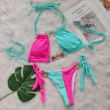 Woherb 2024 New Crystal Diamond Bikini Sexy Quilting Tied With Women's Split