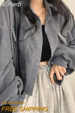 Corduroy Shirt for Woman Elegant Chic Woman Shirt Double Pocket Shirt Coat Autumn and Winter 2023 New Casual Jacket Korean-Outfit