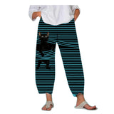 Cute Cartoon Print Women's Pants 2021 Spring Casual Elastic Waist Trousers Oversize Loose Beach Wide Leg Pants Plus Size