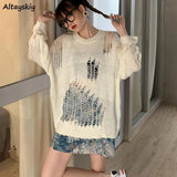 Sweaters Women Loose Casual Fashionable O-Neck Knitting Solid Simple Korean Style Chic Daily Autumn Trendy Long Sleeve