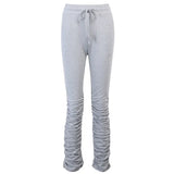 ruched women sweatpants autumn drawstring gray casual cotton stretchy trousers capris 2020 fashion streetwear