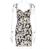 2020 small daisies print bandage sleeveless sexy mini dress summer women fashion streetwear outfits