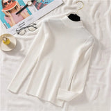 Autumn Women Pullover Sweater Half Turtleneck Long Sleeve Knitted Jumper Winter Elastic Solid Basic Ladies Blouse New