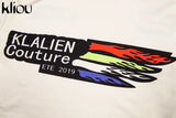 Kliou high quality fashion print bodycon soft tees crop top spring new long-sleeve casual elastic harajuku streetwear