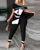 Independent Station Spring And Summer Printing Fashion Suit 2-Piece Set For Women-Outfit