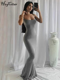 Satin Slip Sleeveless Backless Slim Sexy Maxi Dress 2022 Spring Women Party Y2K Concise Bodycon Elegant