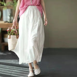 Half Dress Girl New Big Swing Skirt Solid Color Fluffy Skirt Fluffy Skirt Double Breathable Literary Waist