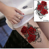 Temporary Tattoo Stickers Sexy Rose Heart-shaped Wreath Fake Tatto Waterproof Tatoo Back Leg Arm Belly Big Size for Women