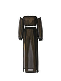 Mesh Sheer Bikini Cover-ups Set See-through Long Sleeve Crop Tops Floor-length Skirt Two Piece Swimwear Beach Women