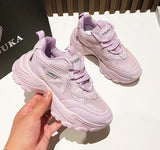 Black Dad Chunky Sneakers Casual Vulcanized Shoes Woman High Platform Sneakers Lace Up White Sneakers Women