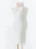 New Vintage High-Grade Ice-Sensitive Silk Sleeveless Slim And Medium-Length Knitted Dress With Bottomed Underwear-Outfit