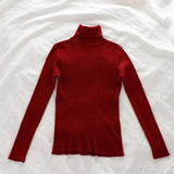 2021 Women Pullover Turtleneck Sweater Long Sleeve Knitted Soft Female Basic Tops Korean Fashion Ladies Jumper