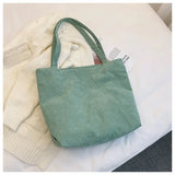 Large-capacity Corduroy Shopping Bags New Art Canvas Shoulder Bag Female Fashion Simple and Versatile Handbags for Women