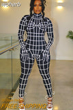 White Striped Print Black Jumpsuit Women 2023 Fashion Turtleneck Pants Skinny Club Outfits One-pieces Overalls with Glovers-Outfit