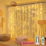 100/200/300 LED Curtain String Light Flash Fairy Garland Christmas Decorations for Home Bedroom Ornament 2022 Happy New