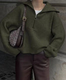 New Retro Long-Sleeved Top Loose Design Sense V-Neck Collar Women's Knitwear