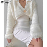 Fashion Knitted Sweaters Women 2022 Winter Solid Loose Elegant Sweater Coat Female Long Sleeve Casual Warm Chic Cardigan-Outfit
