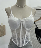 Shoot Spice Girls With Chest Pads Fish Bone Lace Sexy Sling Vest Short Boobs On The Back Of The Dress Woman