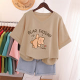 100% Cotton L-5XL Plus Size T Shirt Bunny Print V Neck Tshirt Short Sleeve Women Top Basic Summer Couple Solid T Shirts-Outfit
