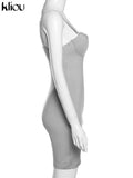 Kliou Body-Shaping Rompers Women Popular Classy Sheath Slim Sexy Cleavage Party Playsuit Solid Strapless Camisole Clubwear