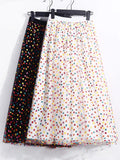 Polka Dot Printed High Waist A-Line Mesh Skirts Women Elegant Y2K Mid Length Tulle Skirt QT1757-Outfit
