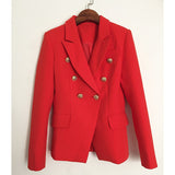 High-Grade Sharp Star Suit Jacket Female Metal Lion Head Buckle Double Buckle Small