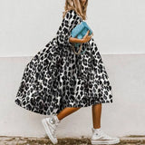 Female Leopard Party Baggy Dress Elegant Print Dress Women Long Midi Dress 2021 Autumn Summer Sundress Long Sleeve
