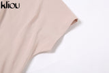 Kliou Solid Sexy Mini Dress Women Hipster Bundled Ball Sheath Short Sleeve Low V-Neck Shaped Waist Hot Streetwear Female