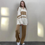 New Lazy Wind Loose Top + Fishtail Dress Set Women's Round Collar Knitting Set
