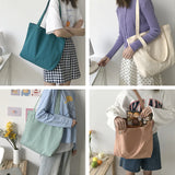 Large-capacity Canvas Shopping Bag Casual All-match Women's Shoulder Bag Solid Color Tote Bag College Style Open School