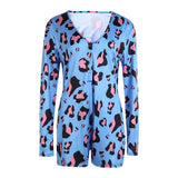 Sexy Women Bodysuit Long Sleeve Deep V Neck Bodycon Stretch Leotard Crop Top Button Short Romper Pajamas Women Jumpsuit