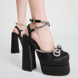 High Heels Wedding Shoes Women New Summer Sexy Sandals Women's Party Bow-knot Nightclub Banquet Shoes Platform Woman
