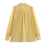 Spring Fashion Leisure V Tie With Thin And Flowing Shirt Top Female
