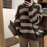 Woherb / Winter 2023 Wear A Lazy Round-Neck Top With Striped Knit And Fufu Sweater-Outfit