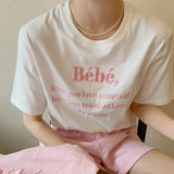 Woherb Korean Chic Summer New Embroidery Stereo Letter Casual Simple Age Reduction Round Collar Short Sleeve Versatile T-Shirt-Outfit