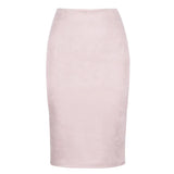 Woherb Skirt Solid Color Split Deer Skin Velvet Skirt High Purse Hip Thin Versatile Skirt-Outfit