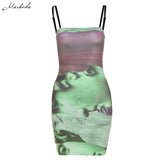 Summer Fashion Printing Slim Sling Dress Women Sleeveless Sexy Clothing Y2K Lady Mini Bodycon Dresses 2021