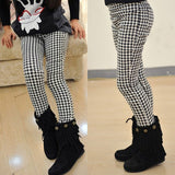 Spring Autumn Pencil Pants Girls Houndstooth Leggings Classical Swallow Gird Skinny Tights Elastic