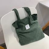 2022 Women's Shopper Shopping Bag Canvas Shoulder Bag Female Hand Bags Corduroy Environmental Storage Reusable Foldable Tote