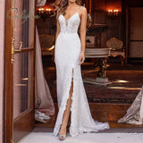 2022 Summer Women Long Party Dress Sexy Backless White Lace Split Bodycon Maxi