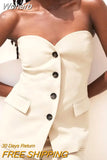2023 Summer Women Sexy Vests Coats Casual Solid Slim Buttons Off shoulder Female Elegant Street Waistcoat Clothing-Outfit