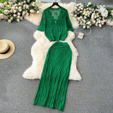 Style Wears A Minority Lazy Style Suit, A Knitted Cardigan, A High-Waisted Long Skirt, A Fashion Two-Piece Suit-Outfit