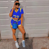 hirigin Two Piece Set Women Sexy Print Short Sleeve T-shirt+biker Shorts Summer Matching Sets Tracksuit Sweatwear