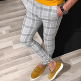 New Men's Casual Dating Men's Lattice Solid Nine-Point